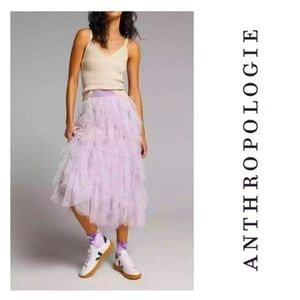 Anthropologie ruffled tulle “Tesia” midi skirt